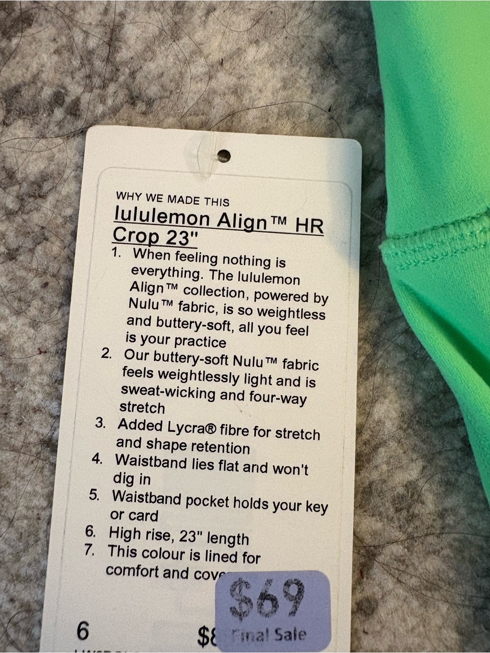 lululemon athletica Neon Green Kids High-Waist Leggings - Picture 4 of 4